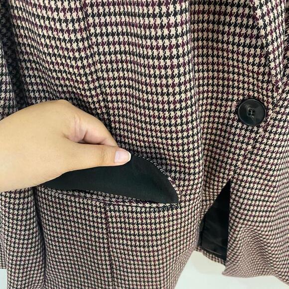 Torrid Brown and Burgundy Houndstooth Double Knit Blazer Plus Size 2X - Picture 4 of 5